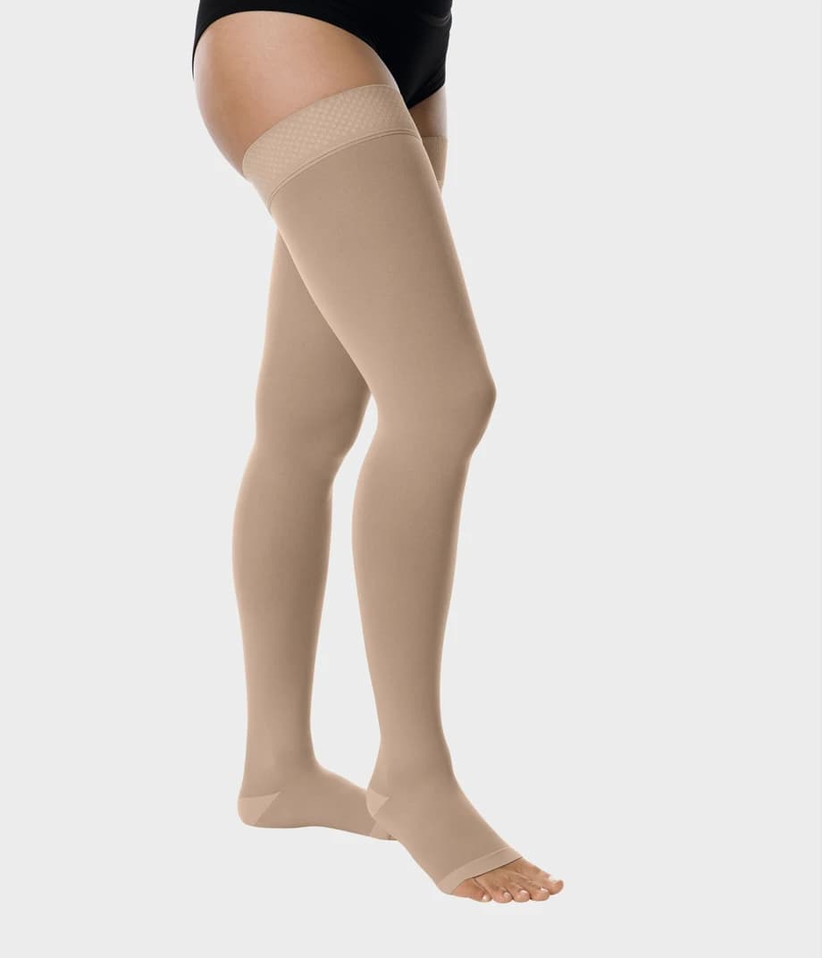 Juzo Basic Thigh High Compression Stockings | CCL 2 Medical Support (23-32 mmHg) | Open Toe