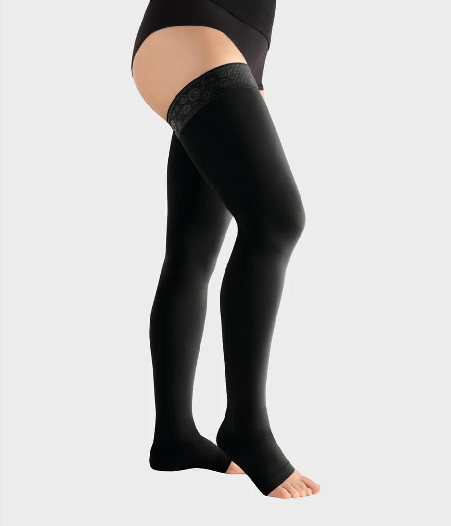 Juzo Move Compression Stockings AG | Thigh-High Support with Easy Donning | Open Toe